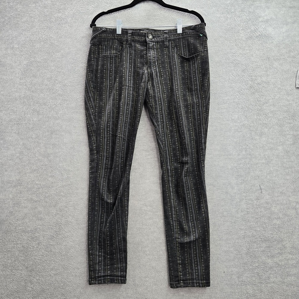 Free People Women Jeans 27 Gray Crop Skinny Geometric 27" Inseam Pockets